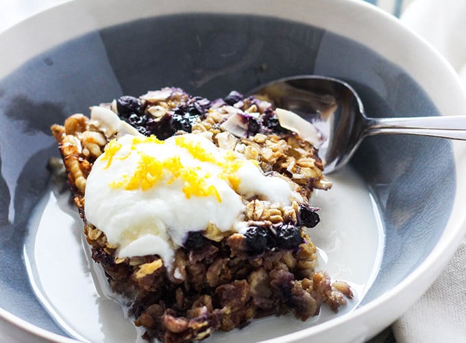 Vegan Lemon Blueberry Baked Oatmeal