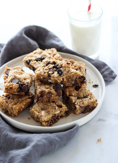 Vegan Berry Chocolate Chip Blondies