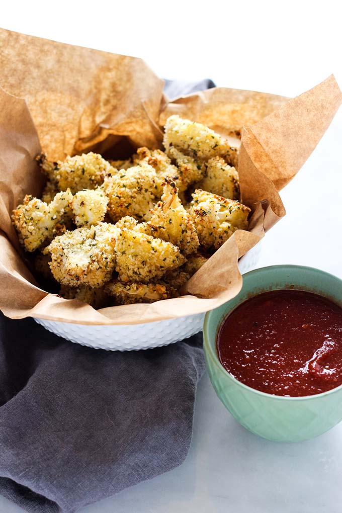 Baked Parmesan Crusted Cauliflower | A simple healthy side dish or appetizer!
