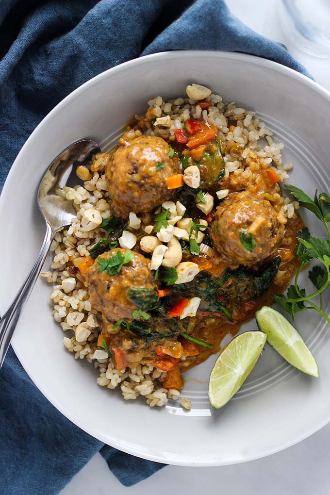 Lentil Meatballs with Curry Sauce