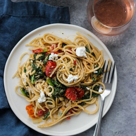 Burst Tomato and Spinach Pasta