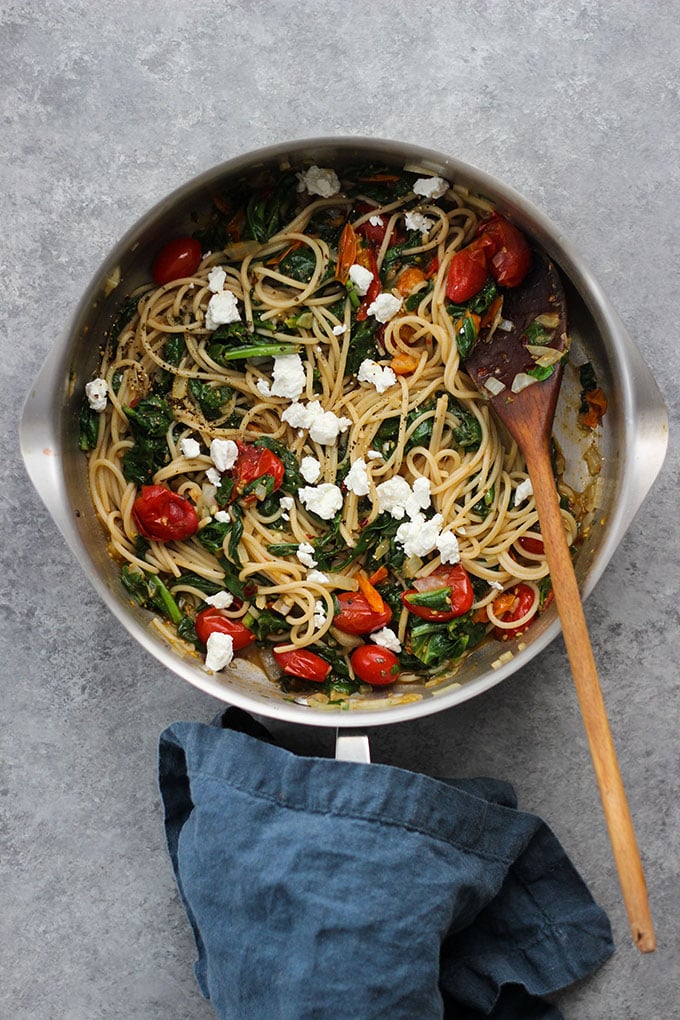 Burst Tomato and Spinach Pasta