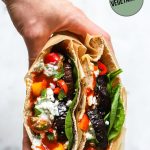 roasted eggplant and peper pita sandwich
