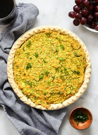 vegan broccoli cheddar quiche