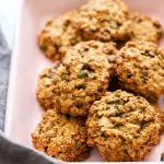 vegan breakfast cookies in pink tray