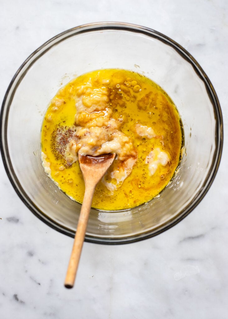 add all the wet ingredients to the mixing bowl