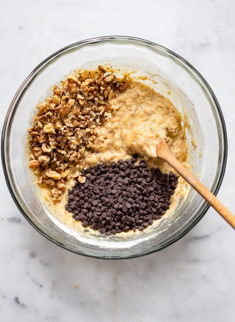 Add walnuts and chocolate chips
