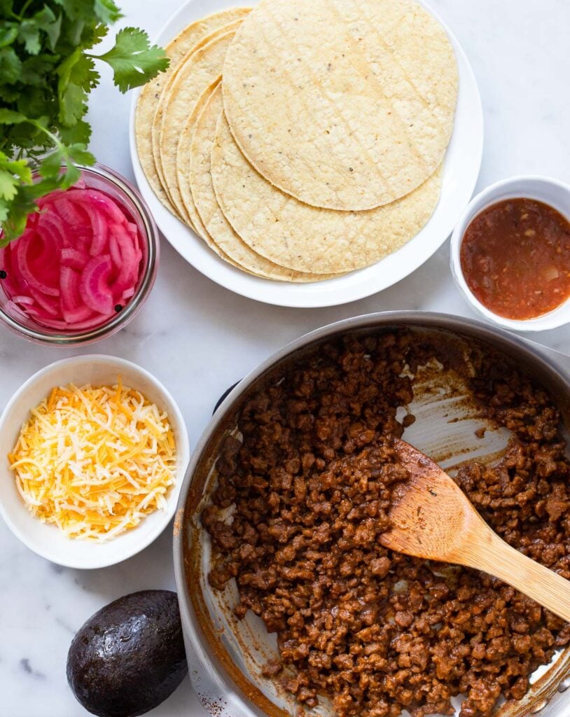 vegan taco ingredients and toppings. 