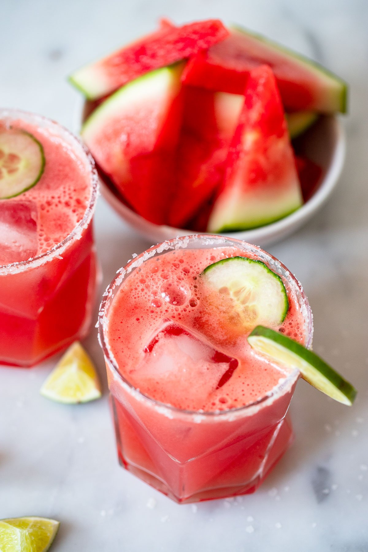 cucumber watermelon margarita close up