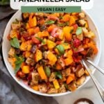 tomato peach panzanella salad.