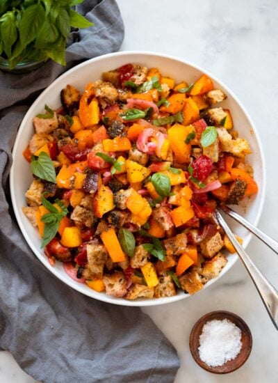 summer tomato Peach Panzanella Salad