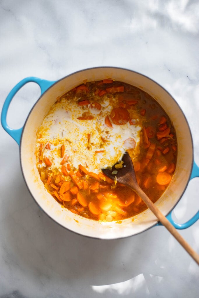 Add the coconut milk and stir.